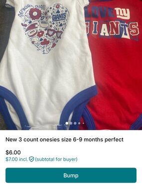 NFL onesies new % cotton size 6-9 months